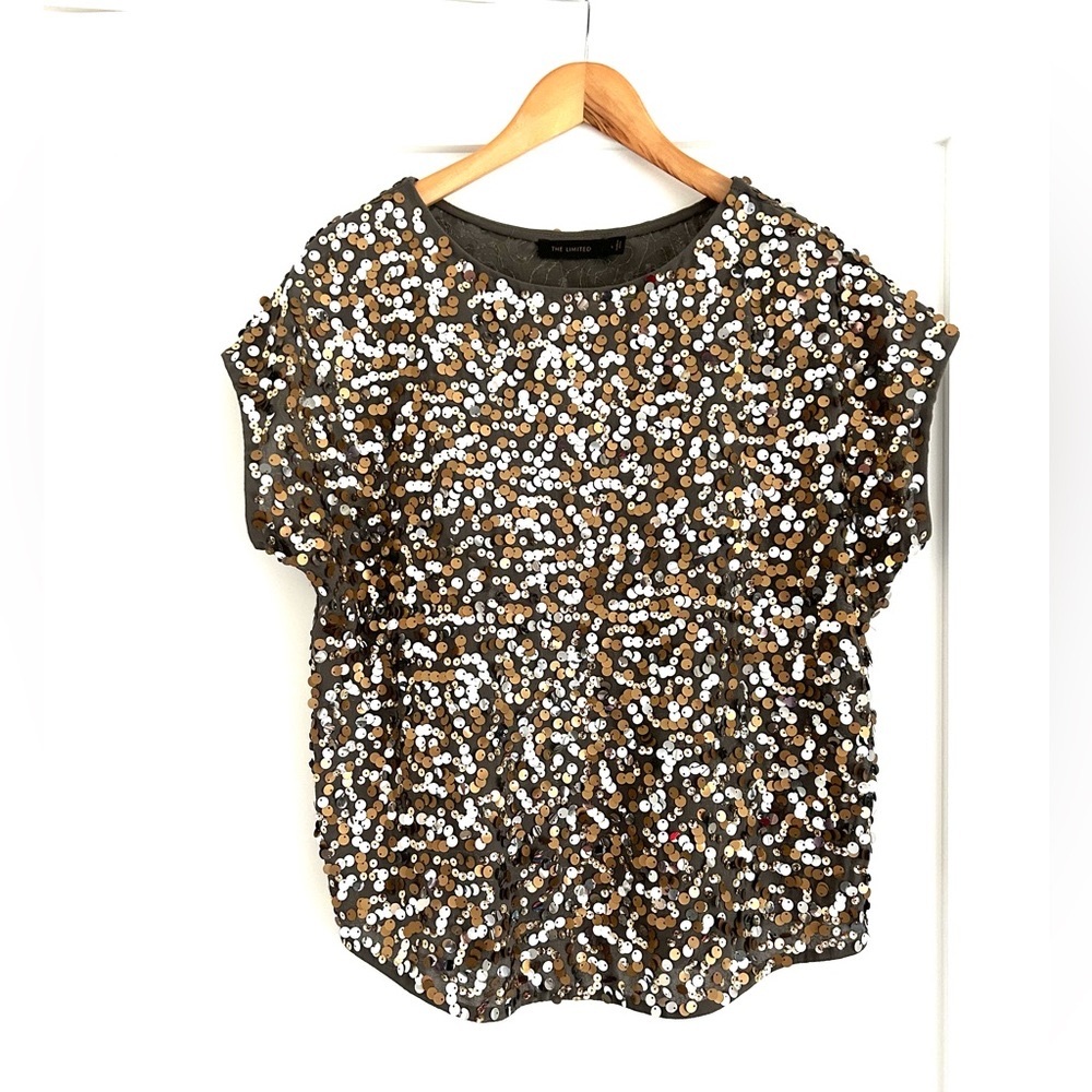 The Limited L Paillette Sequin Silver Gold Copper Top Sparkle Vintage